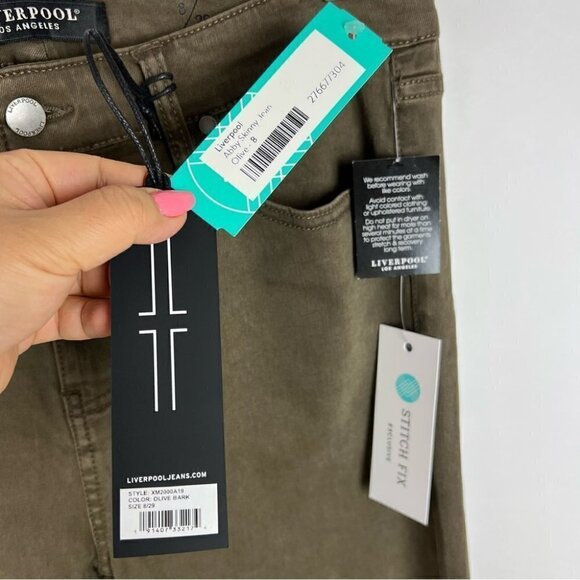 Nwt - Liverpool Los Angeles, Women's Abby Ankle Skinny Jean - Olive. Size: 8/29. - Picture 6 of 13